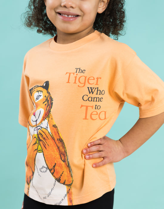 The Tiger Who Came To Tea Multi Character Boys Peach Short Sleeved T-Shirt