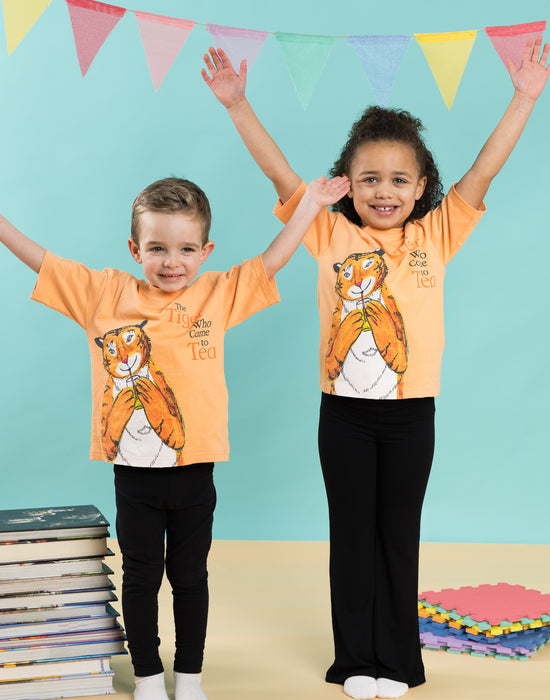 The Tiger Who Came To Tea Multi Character Boys Peach Short Sleeved T-Shirt