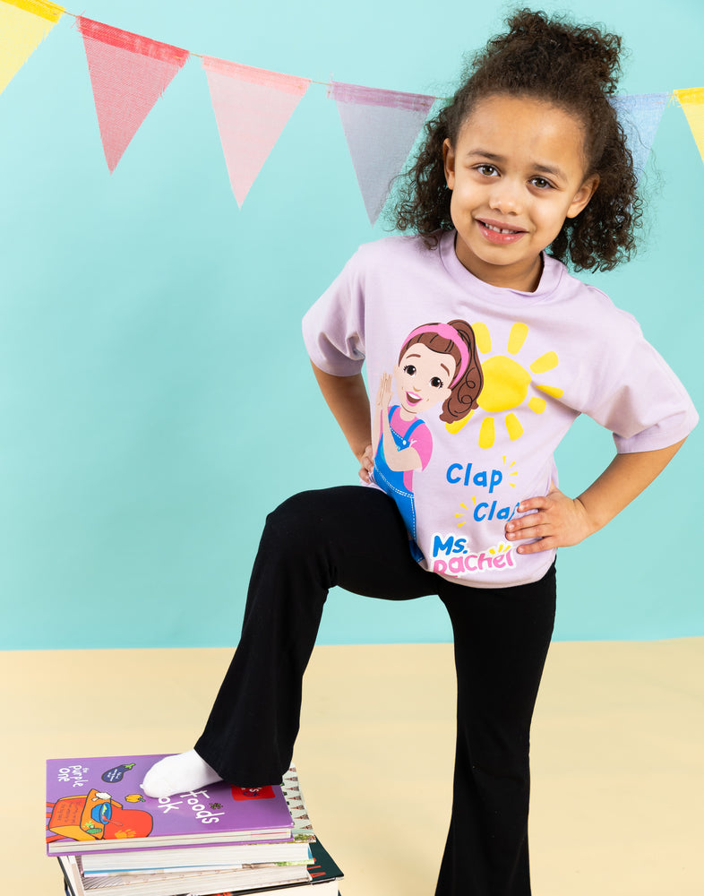 Ms. Rachel Clap Clap Girls Purple Short Sleeved T-Shirt