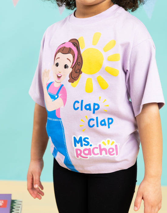 Ms. Rachel Clap Clap Girls Purple Short Sleeved T-Shirt