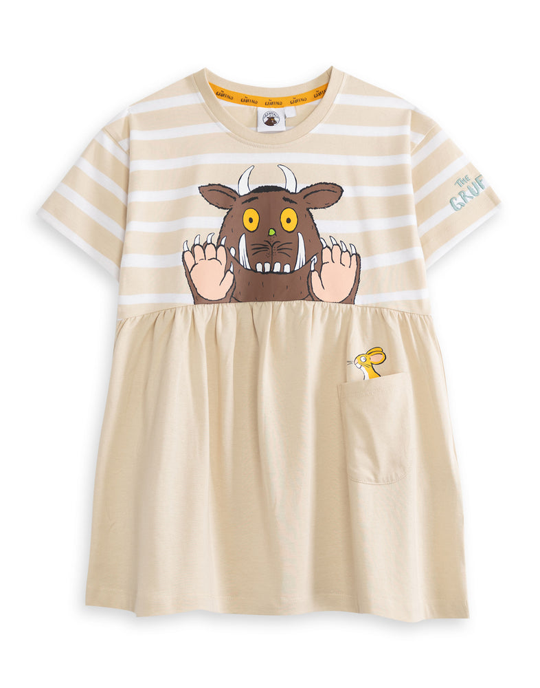 Gruffalo & Friends Character Stripe Girls Beige Dress
