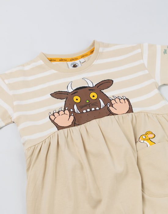 Gruffalo & Friends Character Stripe Girls Beige Dress
