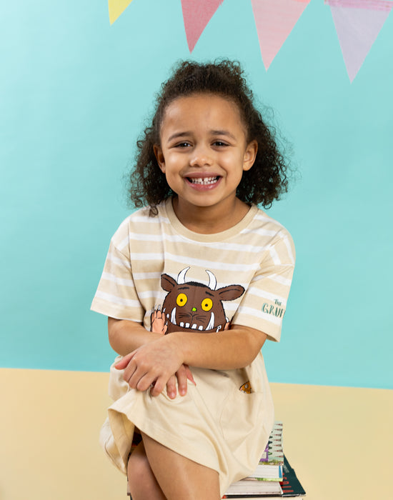 The Gruffalo Stripe Girls Beige Dress