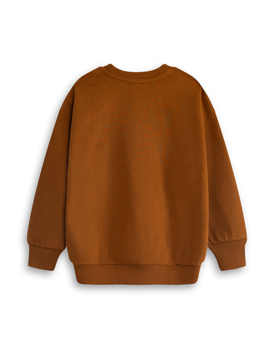 Stickman Character Unisex Kids Brown Sweatshirt