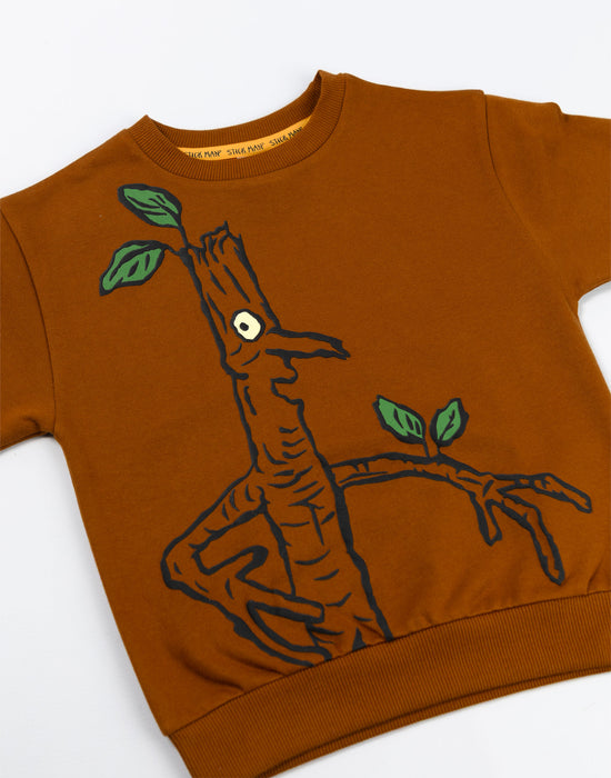 Stickman Character Unisex Kids Brown Sweatshirt