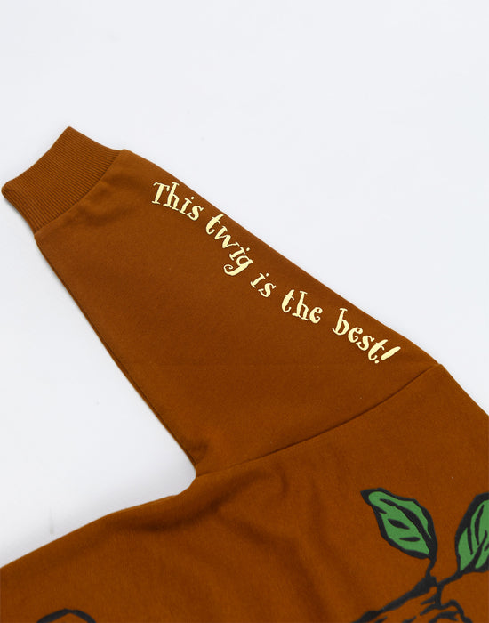 Stickman Character Unisex Kids Brown Sweatshirt