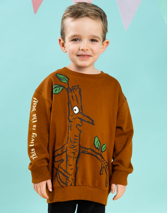 Stickman Character Unisex Kids Brown Sweatshirt