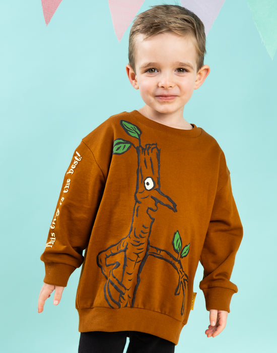 Stickman Character Unisex Kids Brown Sweatshirt