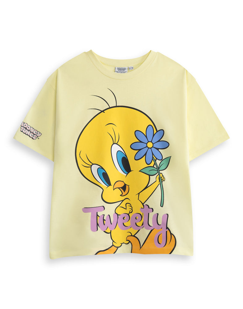 Looney Tunes Tweety Girls Yellow Short Sleeved T-Shirt