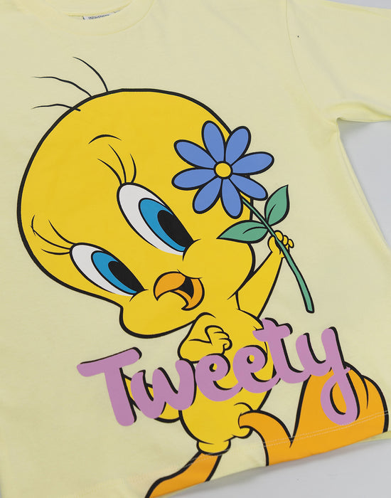Looney Tunes Tweety Girls Yellow Short Sleeved T-Shirt