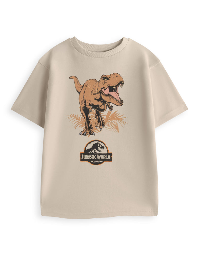 Jurassic World T-Rex Boys Beige Short Sleeved T-Shirt