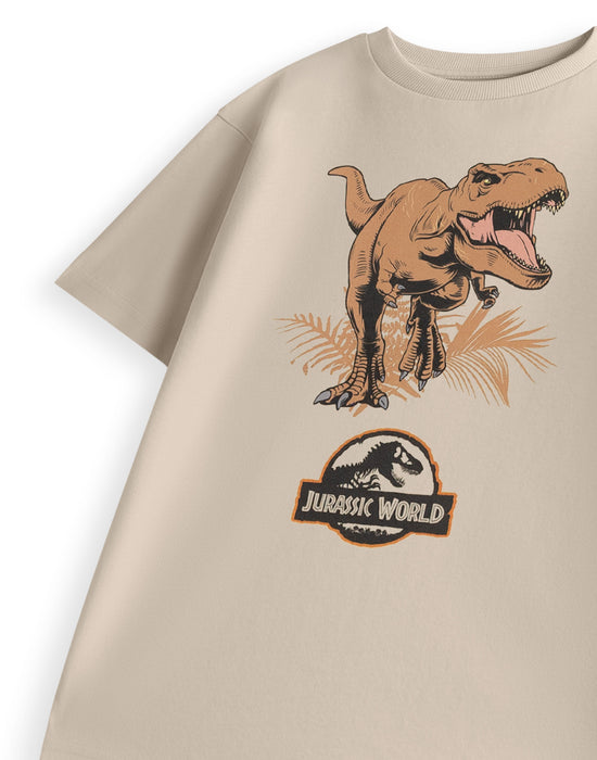 Jurassic World T-Rex Boys Beige Short Sleeved T-Shirt