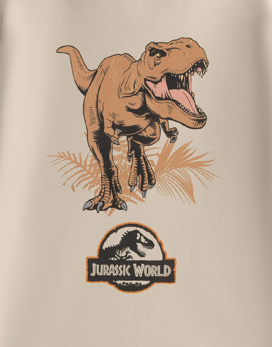 Jurassic World T-Rex Boys Beige Short Sleeved T-Shirt