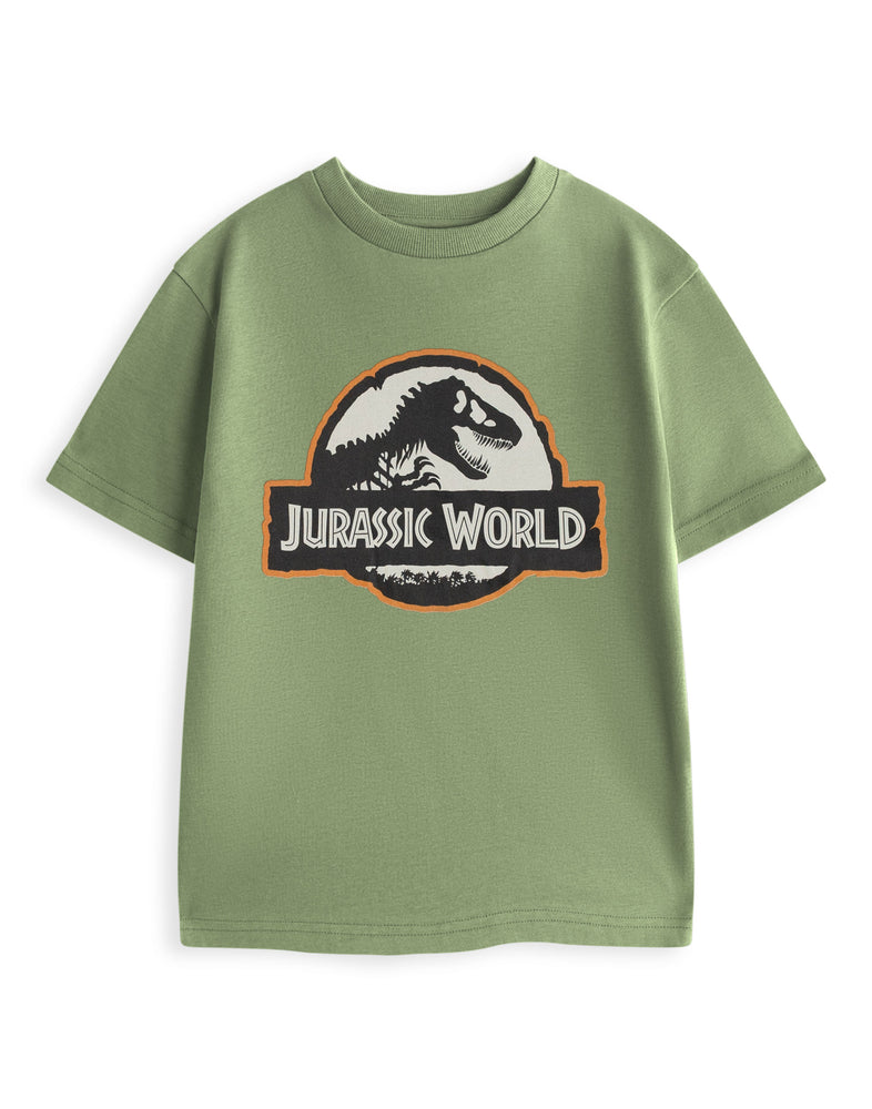 Jurassic World Logo Boys Green Short Sleeved T-Shirt