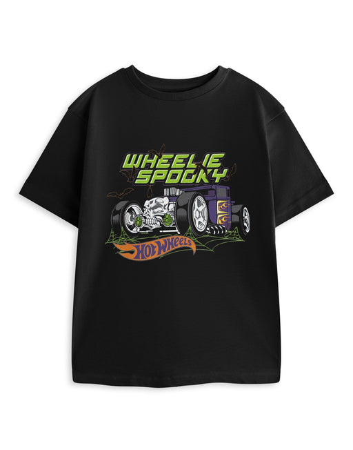 Hot Wheels Wheelie Spooky Boys Black Short Sleeved T-Shirt