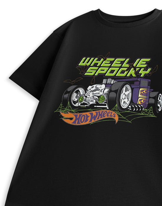 Hot Wheels Wheelie Spooky Boys Black Short Sleeved T-Shirt