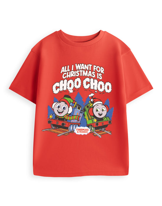 Thomas and Friends Choo Choo Unisex Kids Red Short Sleeved T-Shirt