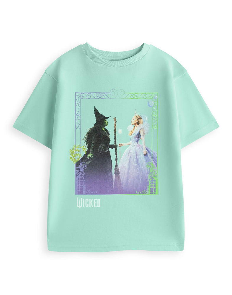 Wicked Glinda & Elphaba Girls Blue Short Sleeved T-Shirt
