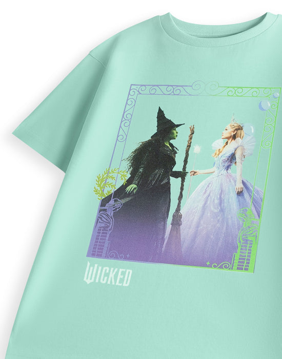 Wicked Glinda & Elphaba Girls Blue Short Sleeved T-Shirt