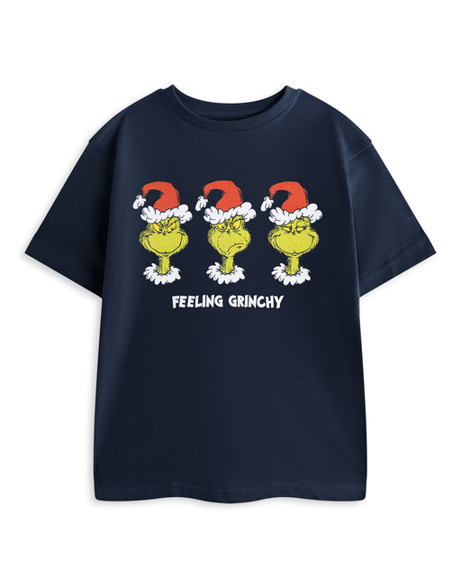 The Grinch Feeling Grinchy Unisex Kids Blue Short Sleeved T-Shirt