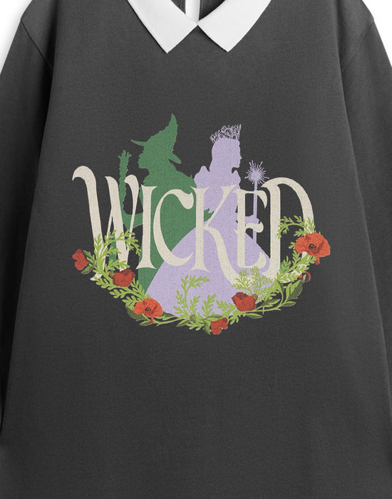 Wicked Flower Sweat Dress Girls Black Sweatshirt Dress