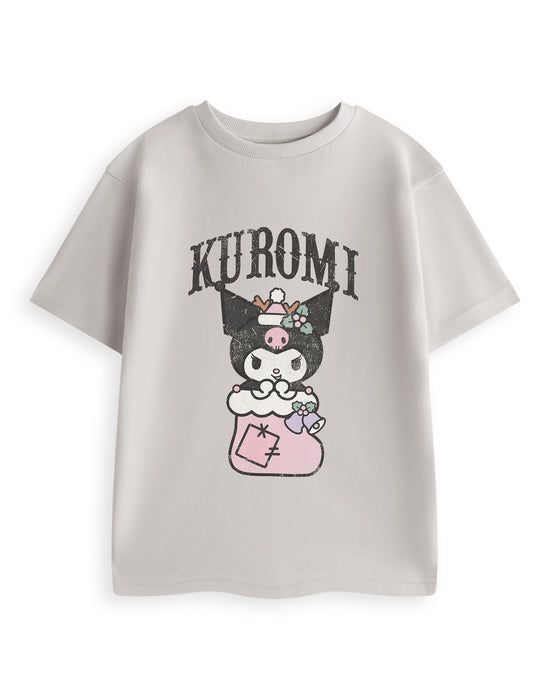 Hello Kitty & Friends Kuromi stocking Girls Grey Short Sleeved T-Shirt