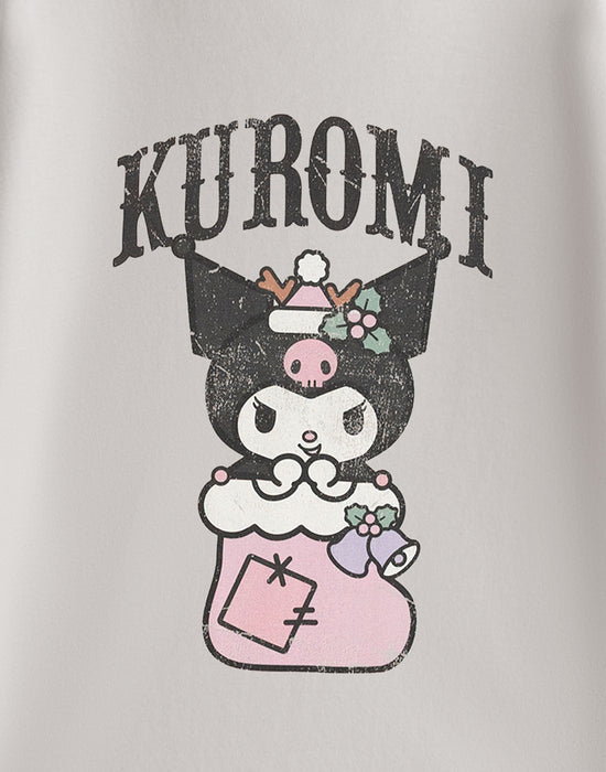 Hello Kitty & Friends Kuromi stocking Girls Grey Short Sleeved T-Shirt