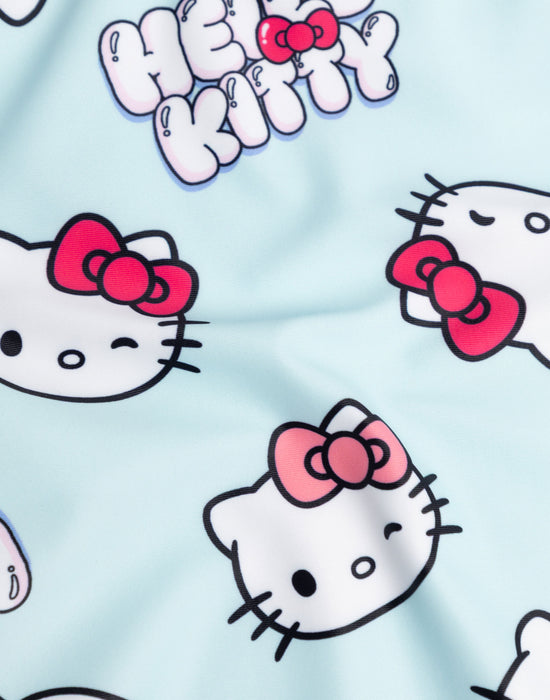 Hello Kitty Character AOP Girls Blue 1 Piece Swimming Costume