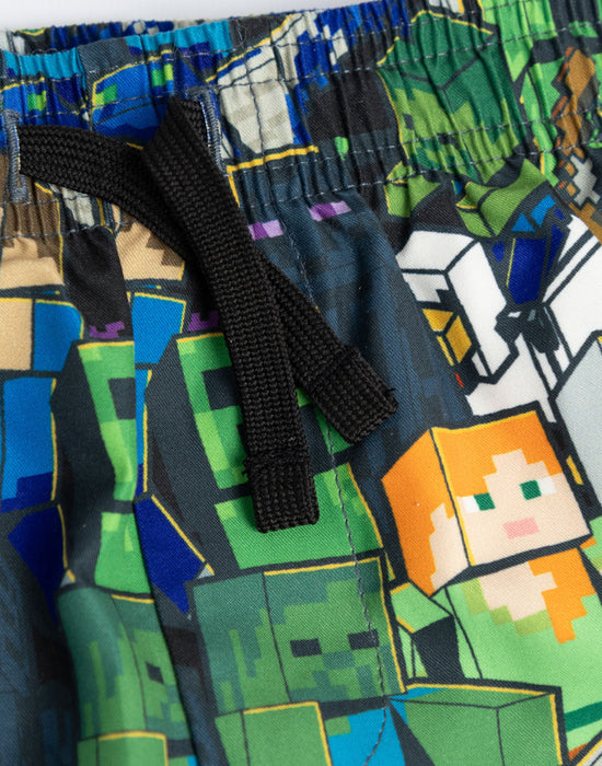 Minecraft Oversized Character Boys Green 2 Piece Swim Set