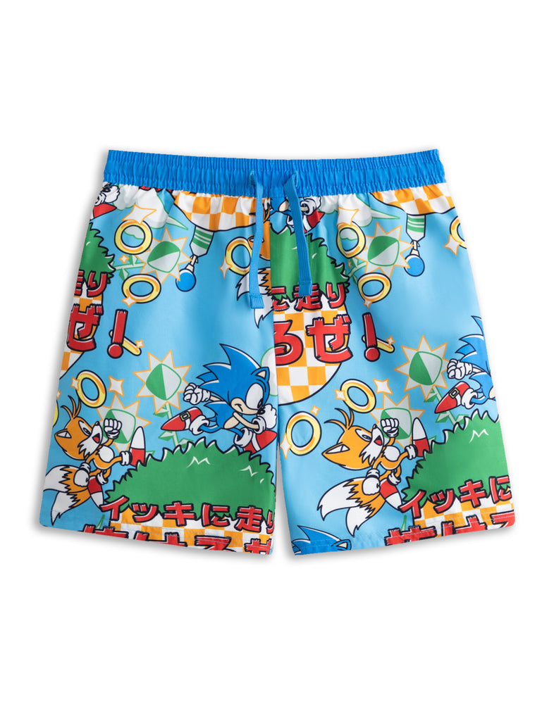 Sonic The Hedgehog Run Boys Blue Swim Shorts