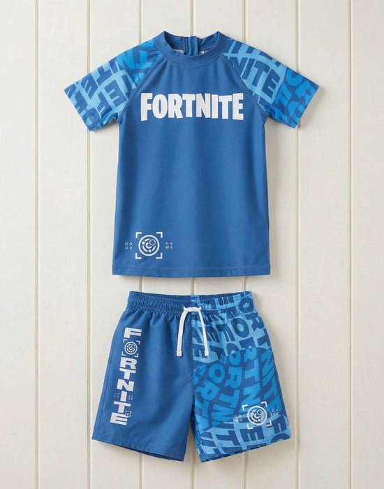 Fortnite Logo Boys Blue 2 Piece Swim Set
