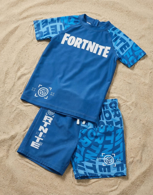 Fortnite Logo Boys Blue 2 Piece Swim Set