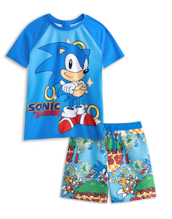 Sonic The Hedgehog Gamer Boys Blue 2 Piece Swim Set