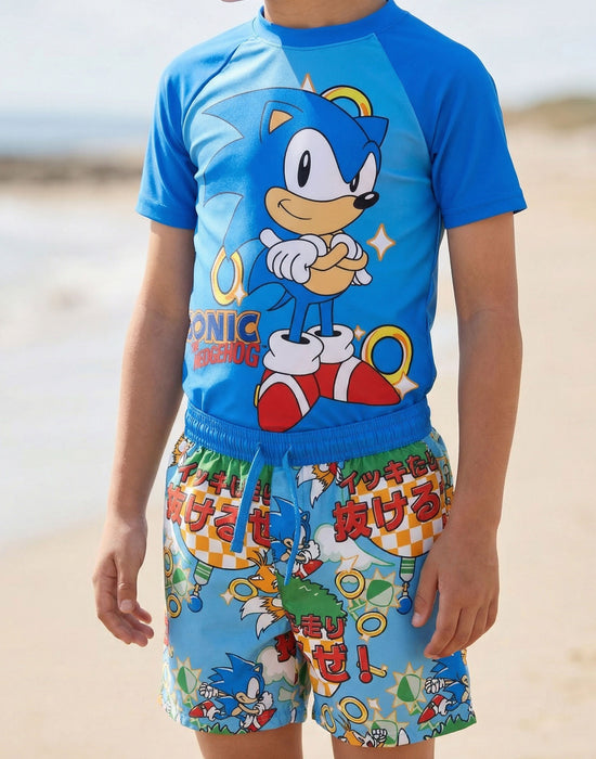 Sonic The Hedgehog Gamer Boys Blue 2 Piece Swim Set