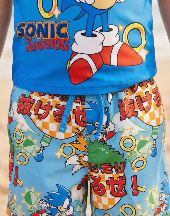 Sonic The Hedgehog Gamer Boys Blue 2 Piece Swim Set