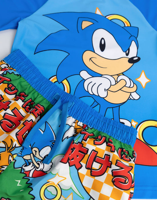 Sonic The Hedgehog Gamer Boys Blue 2 Piece Swim Set