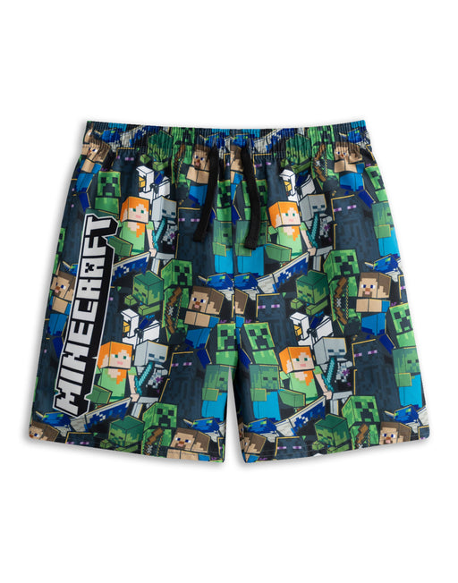 Minecraft Oversized Character Boys Green Swim Shorts