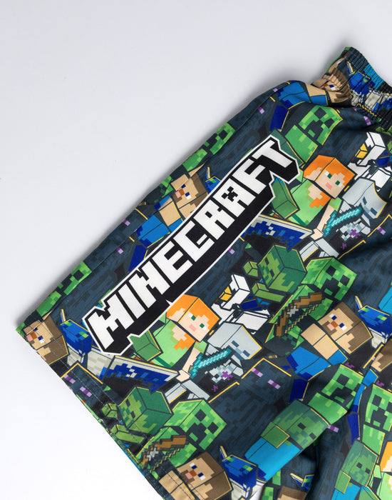 Minecraft Oversized Character Boys Green Swim Shorts