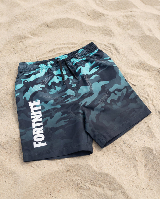 Fortnite Camoflage Boys Blue Swim Shorts