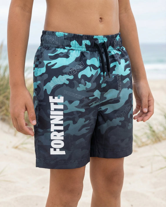 Fortnite Camoflage Boys Blue Swim Shorts