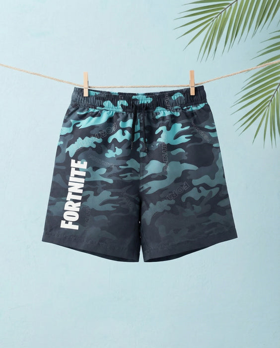 Fortnite Camoflage Boys Blue Swim Shorts