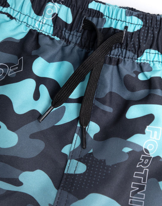 Fortnite Camoflage Boys Blue Swim Shorts