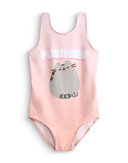 Pusheen Bubble Font Girls Pink 1 Piece Swimming Costume
