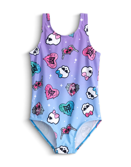Monster High Gradient Sticker Girls Lilac 1 Piece Swimming Costume