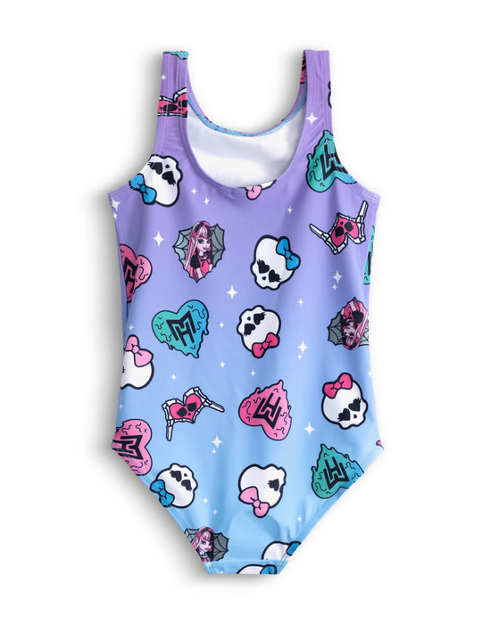 Monster High Gradient Sticker Girls Lilac 1 Piece Swimming Costume