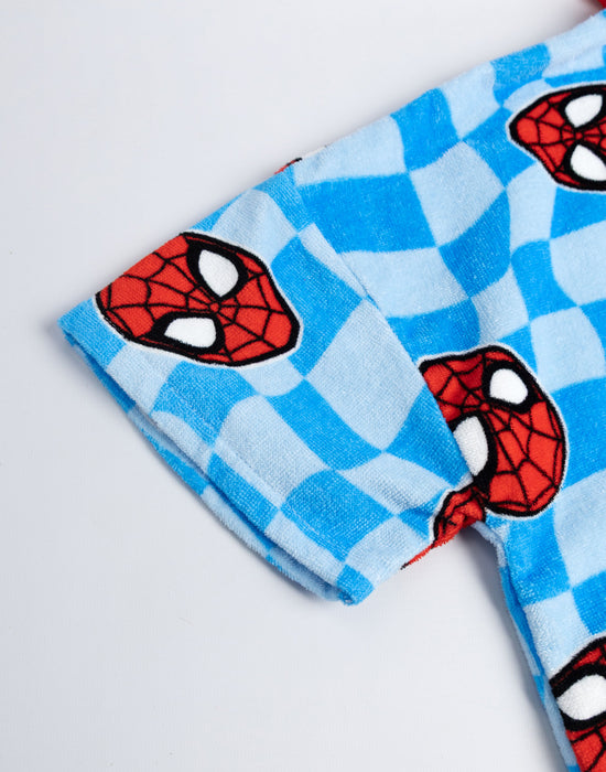 Spiderman Character Head Boys Blue Poncho Towel