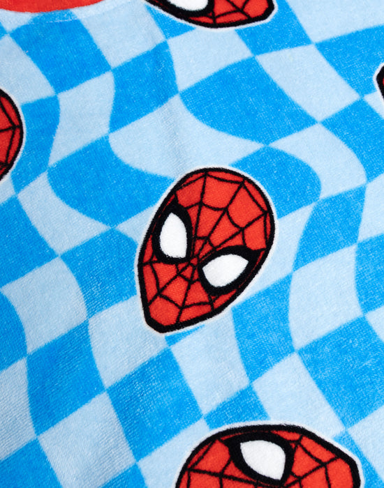 Spiderman Character Head Boys Blue Poncho Towel