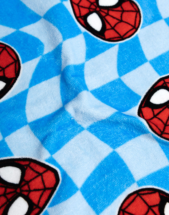 Spiderman Character Head Boys Blue Poncho Towel
