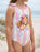 Paw Patrol Skye Flowers Girls Pink And White 1 Piece Swimming Costume