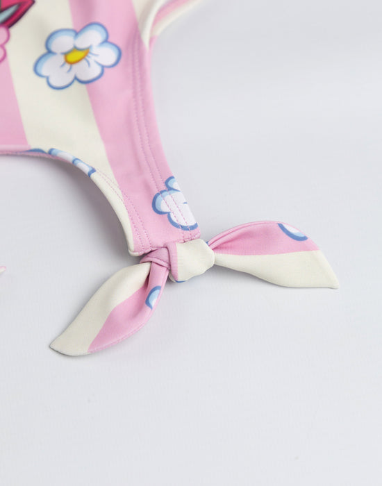Paw Patrol Skye Flowers Girls Pink And White 1 Piece Swimming Costume